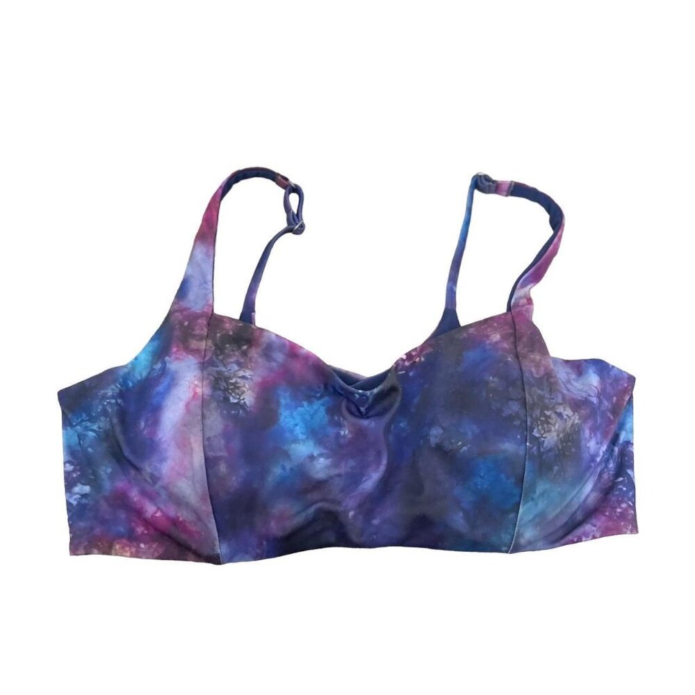 Athleta tie-dye swim bikini top in space purple, size 36D/36DD. Vibrant and tren